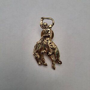 Gold Lapel Pin Cowboy on Bucking Horse